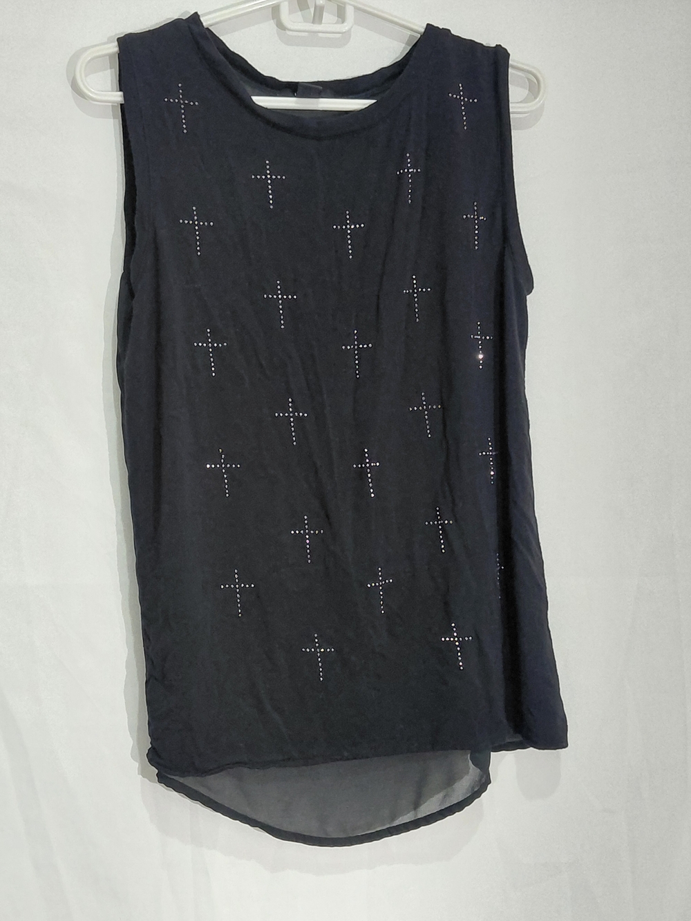 Forever 21 Black Studded Cross Sleeveless Tank